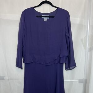 Vintage Carol Anderson 100% silk long sleeve gown dress size 12 chiffon formal